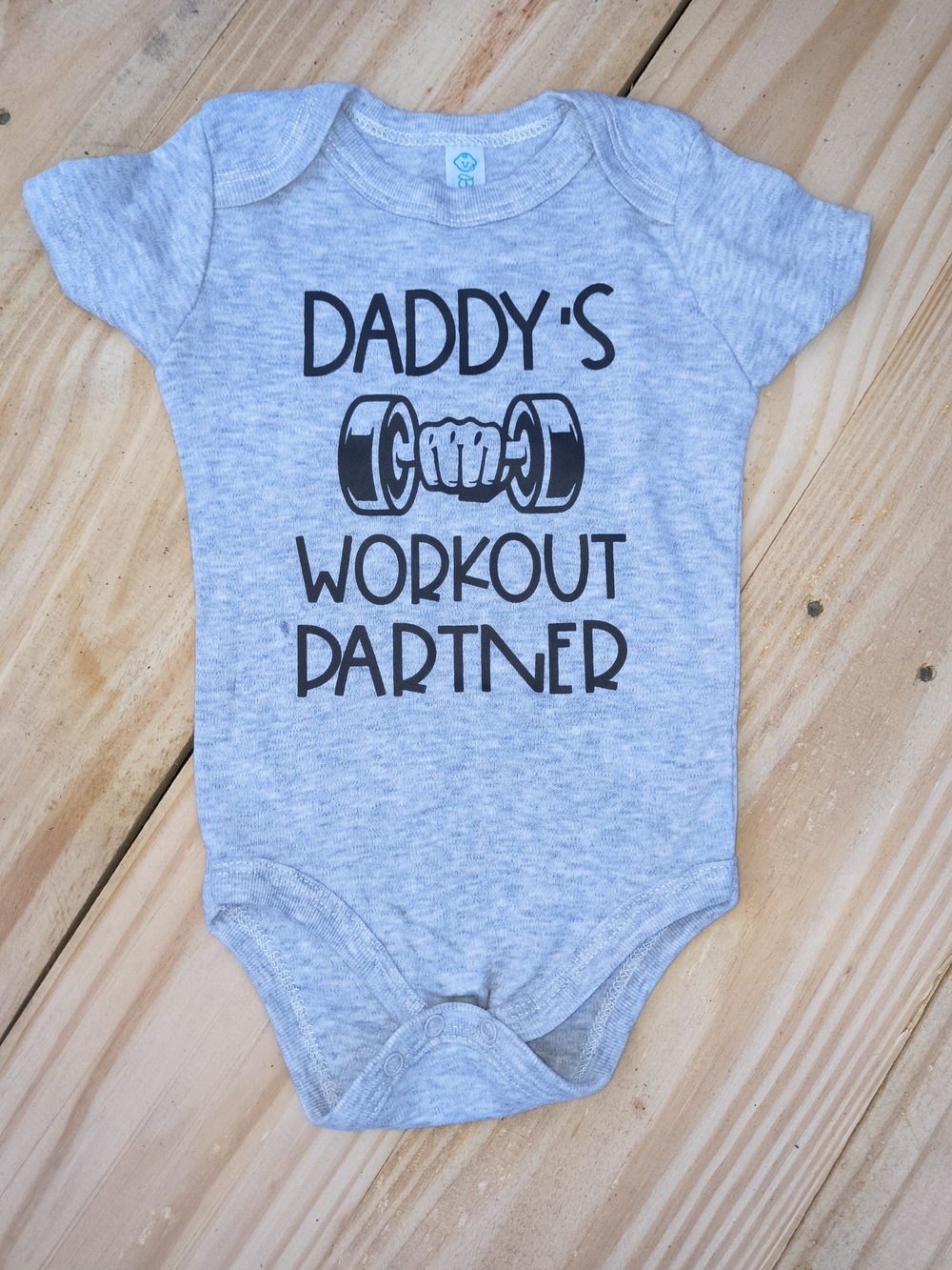 Babi Essentials Grey Daddy's Workout Partner Bodysuit 6M